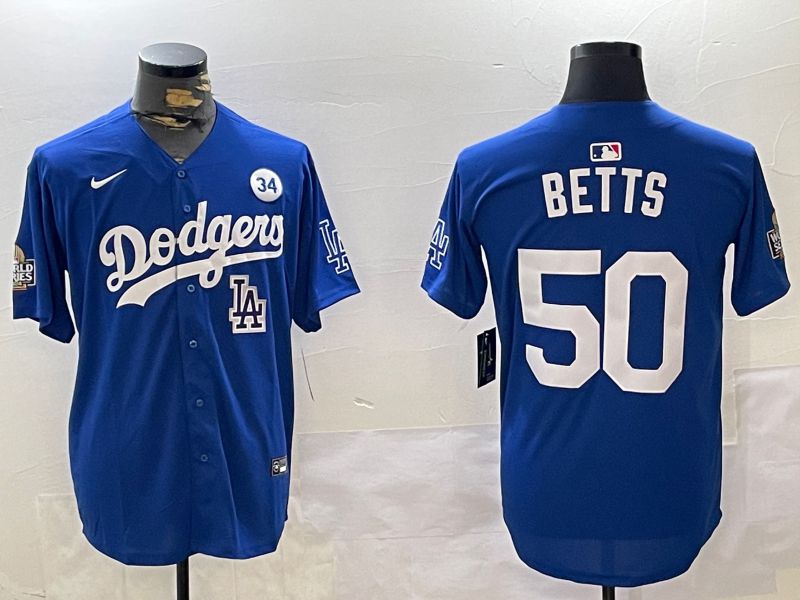 Men Los Angeles Dodgers #50 Betts Blue Game 2024 Nike MLB Jersey style 11204